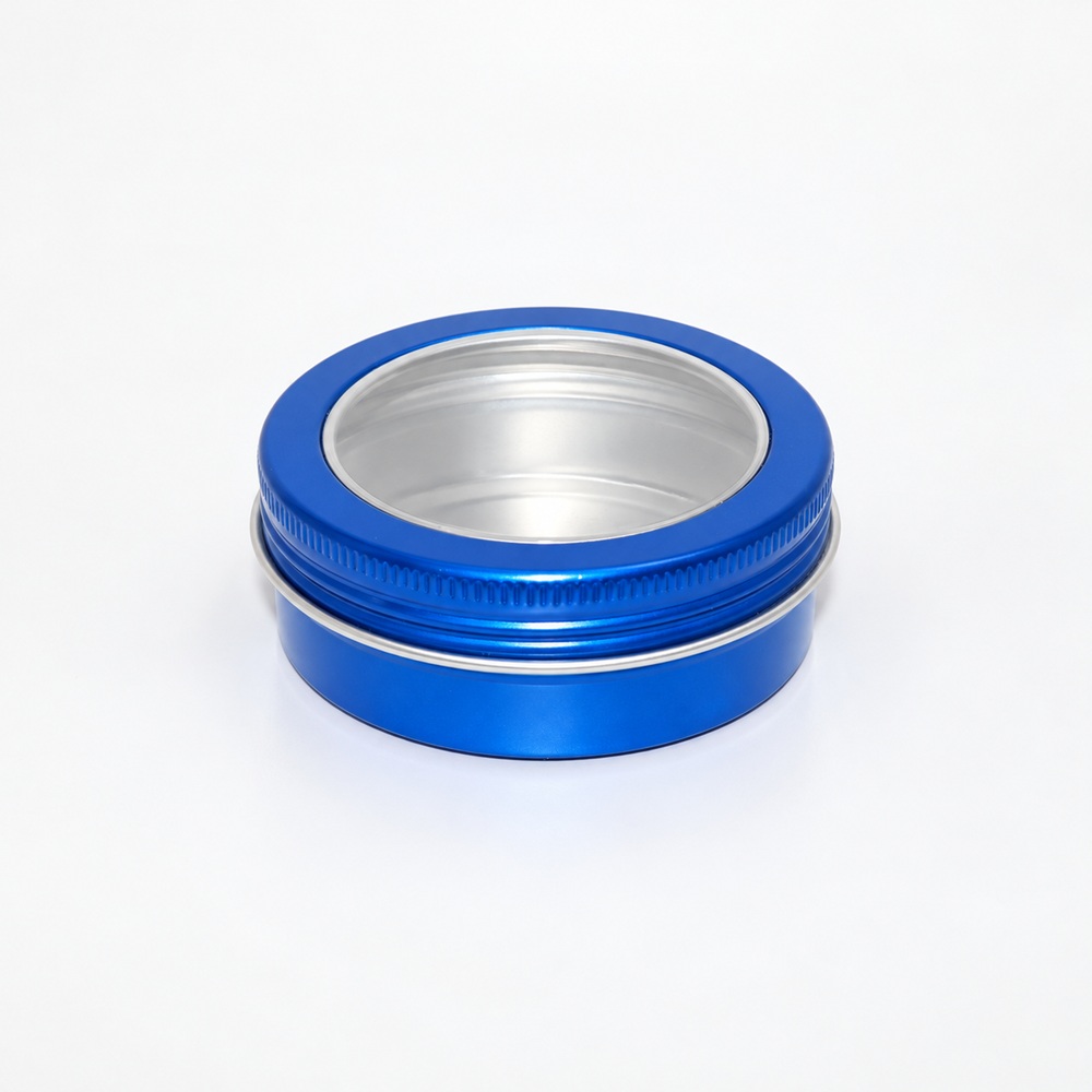 60ml Blue Aluminium Window Tin 68 × 25mm | Shinlin Packaging
